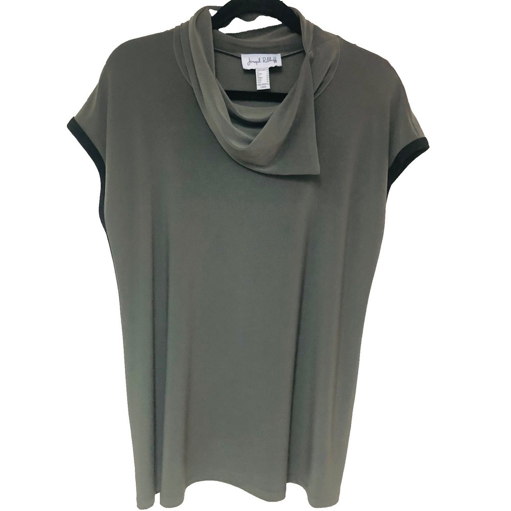 Joseph Ribkoff Womens Olive Tunic Mini Dress Slinky Cowl Office Minimalist Sz 10